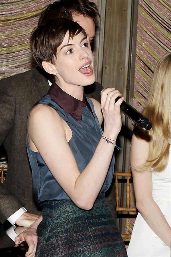 Anne Hathaway A Lunch to Celebrate Launch of 'LES MISERABLES at the Four Seasons Restaurant in NYC