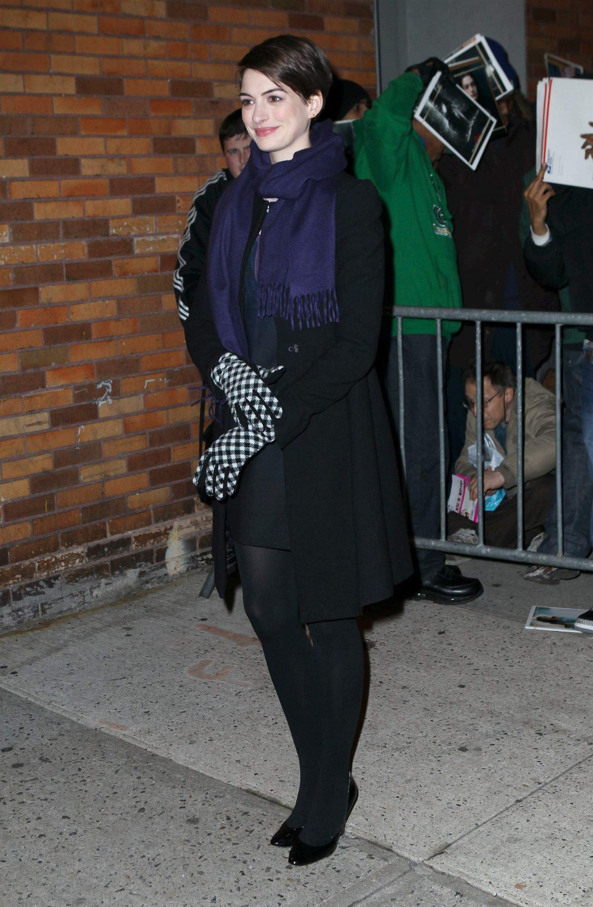 Anne Hathaway outside of The Daily Show with Jon Stewart in NYC. January 7-2013 