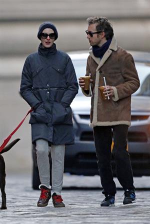 Anne Hathaway - out for a walk in NYC 1/8/13  