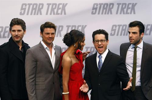 Zoe Saldana poses on the red carpet during the German premiere of the movie Star Trek April 16   