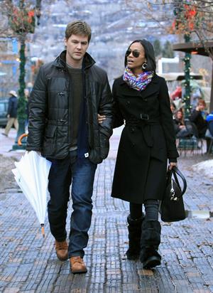 Zoe Saldana - Enjoyed a stroll with her boyfriend Keith Britton in Aspen, Colorado Dec 21, 2010 