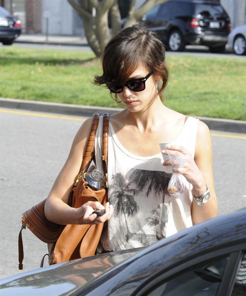 Jessica Alba leaving Caffe Luxxe in Brentwood on March 20, 2010 