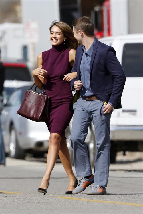 Jessica Alba “How to Make Love Like an Englishman” set candids in Los Angeles, November 4, 2013 