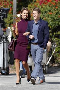 Jessica Alba “How to Make Love Like an Englishman” set candids in Los Angeles, November 4, 2013 