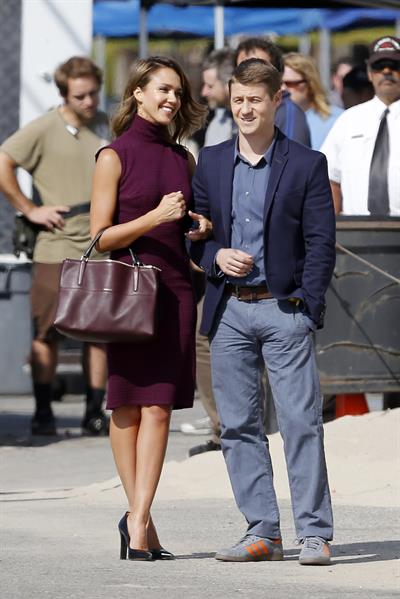 Jessica Alba “How to Make Love Like an Englishman” set candids in Los Angeles, November 4, 2013 