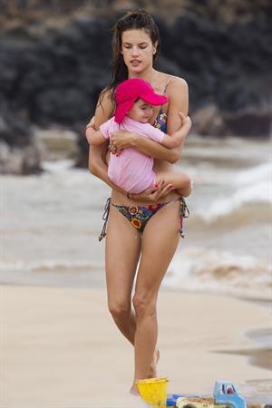 Alessandra Ambrosio on the beach in Hawaii on July 28, 2010 