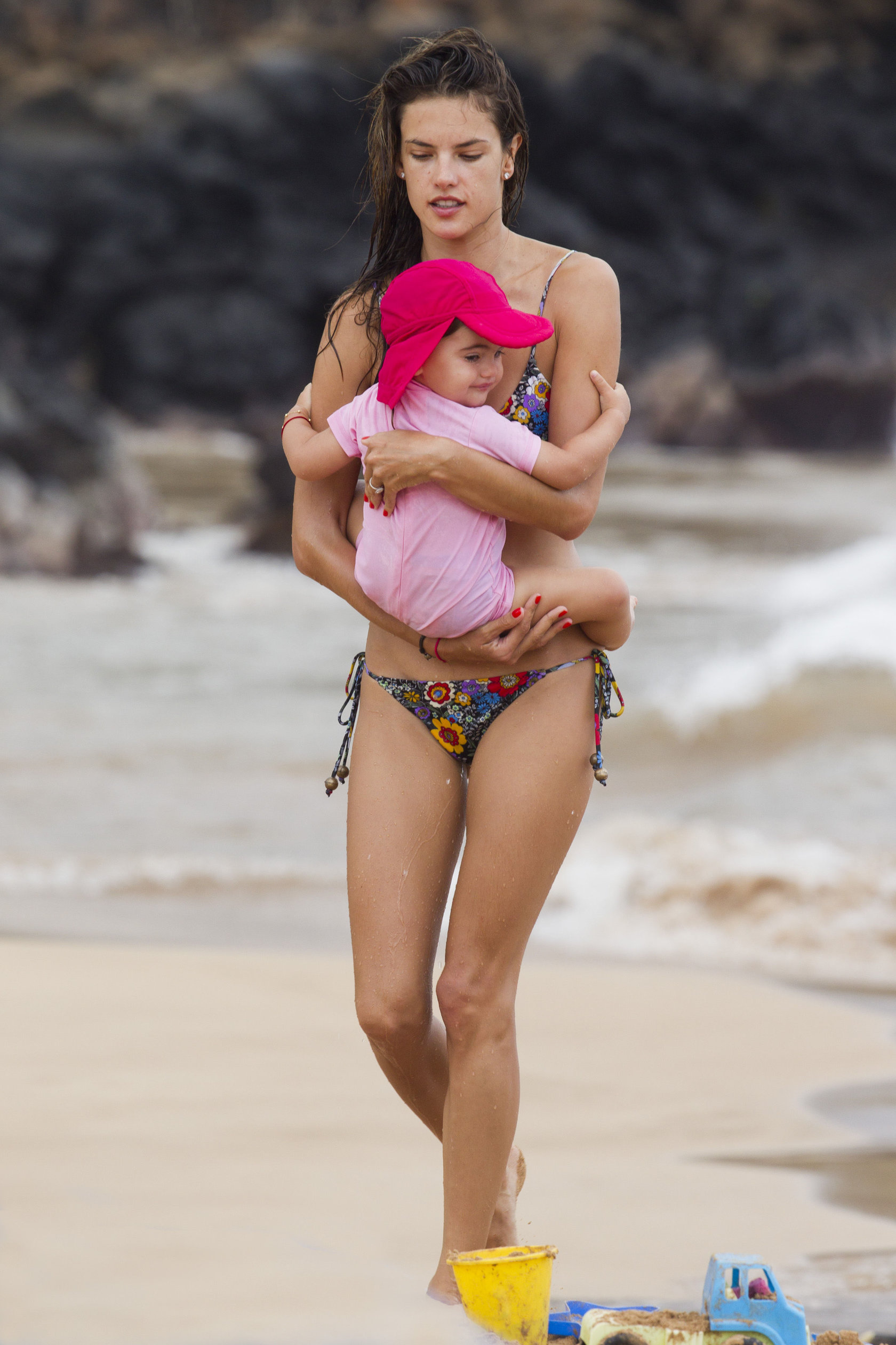 Alessandra Ambrosio on the beach in Hawaii on July 28, 2010 