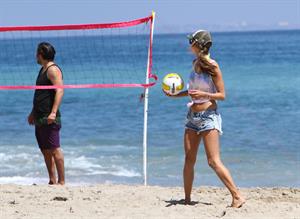 Alessandra Ambrosio playing beach volleyball in Malibu on July 7, 2012 
