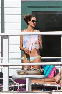 Alessandra Ambrosio playing beach volleyball in Malibu on July 7, 2012 