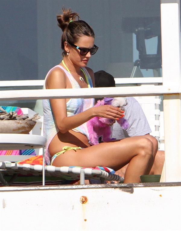 Alessandra Ambrosio playing beach volleyball in Malibu on July 7, 2012 