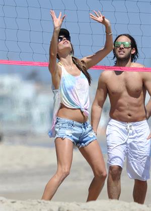 Alessandra Ambrosio playing beach volleyball in Malibu on July 7, 2012 