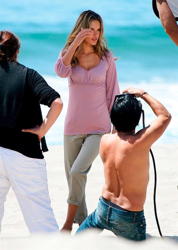 Alessandra Ambrosio photoshoot on the beach in Malibu