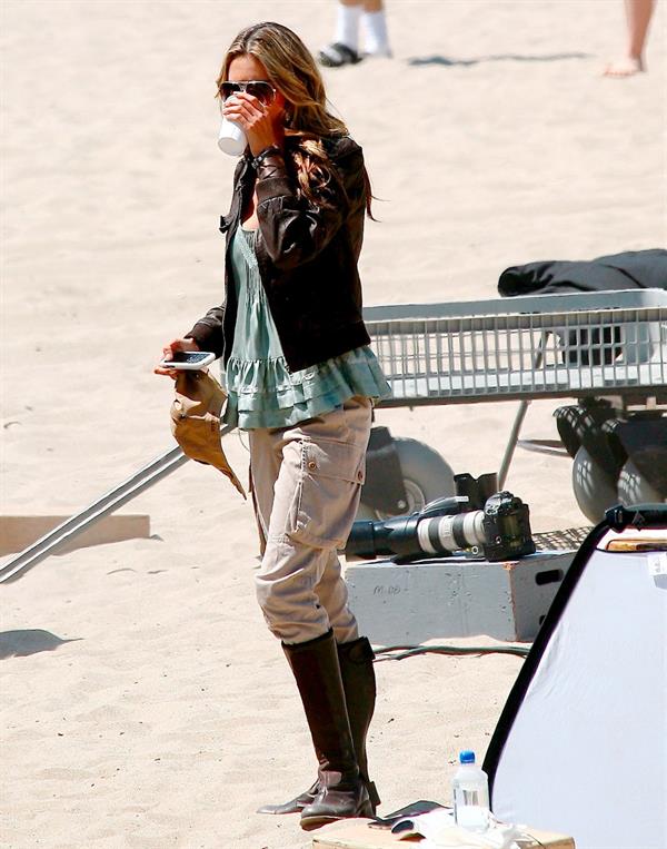 Alessandra Ambrosio photoshoot on the beach in Malibu