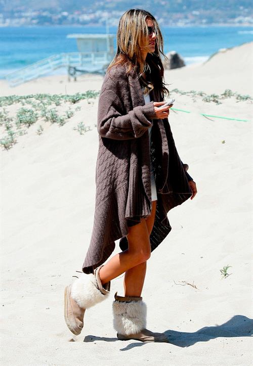 Alessandra Ambrosio photoshoot on the beach in Malibu