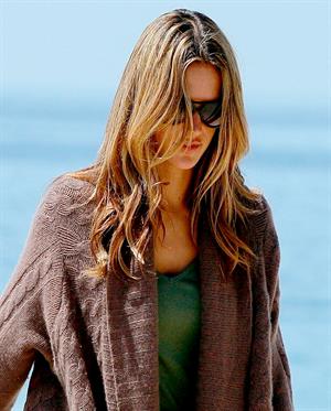 Alessandra Ambrosio photoshoot on the beach in Malibu