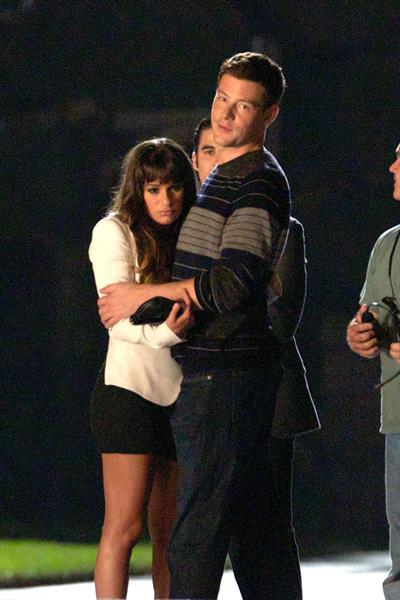 Lea Michele  Filming night scene in Downtown LA - September 20, 2012 