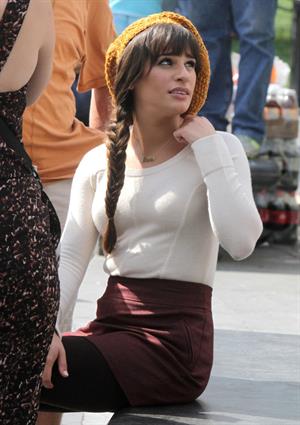 Lea Michele On the Glee set in Washington Square Park, NYC - August 11 2012