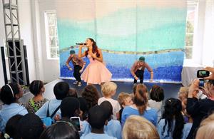 Ariana Grande Kleenex Shield Sneeze Swish event in New York on July 31, 2012