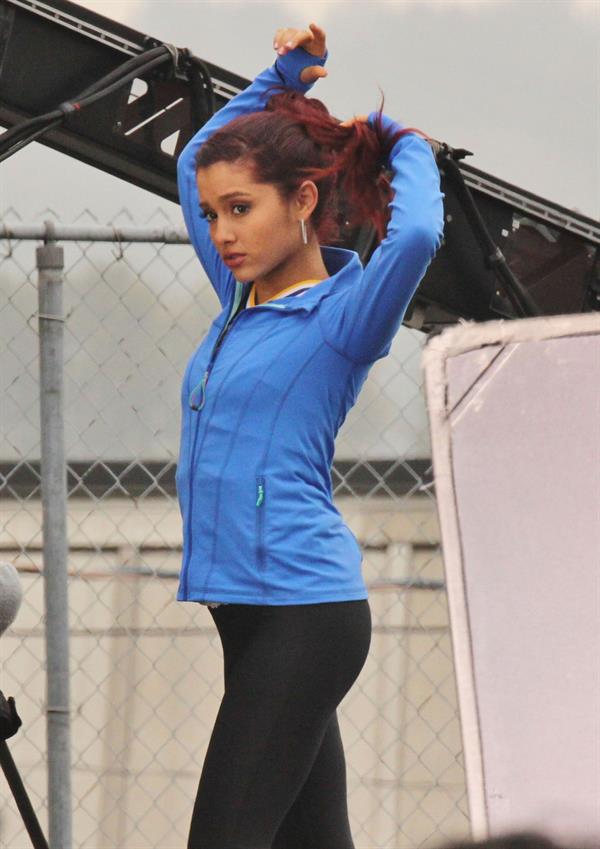 Ariana Grande In Tights On Set of 'Swindle' in Vancouver (10/11/12) 