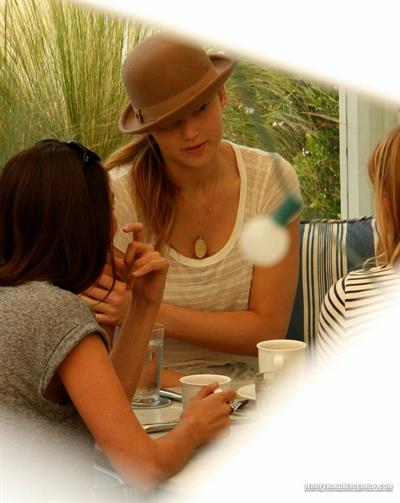 Jennifer Lawrence walking with a friend in Santa Monica on June 16, 2012 