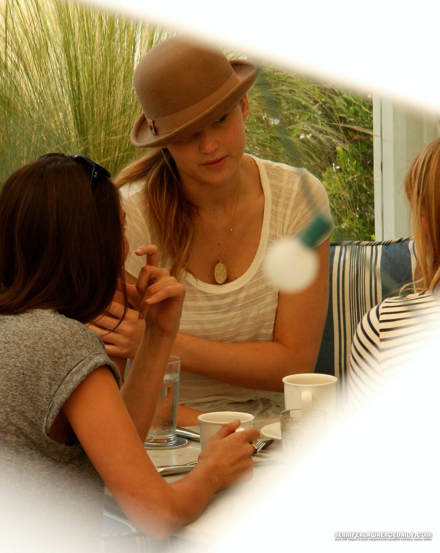 Jennifer Lawrence walking with a friend in Santa Monica on June 16, 2012 