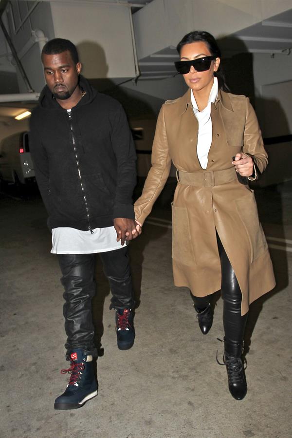 Kim Kardashian and Kanye West leave a medical building In Beverly Hills Dec 22, 2012 