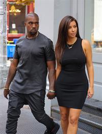 Kim Kardashian and Kanye West walk around SoHo in New York City 