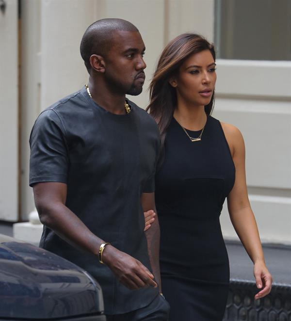 Kim Kardashian and Kanye West walk around SoHo in New York City 