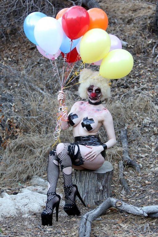 Courtney Stodden as a topless evil clown