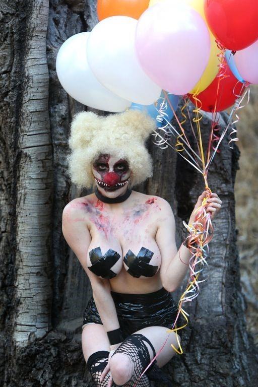 Courtney Stodden as a topless evil clown