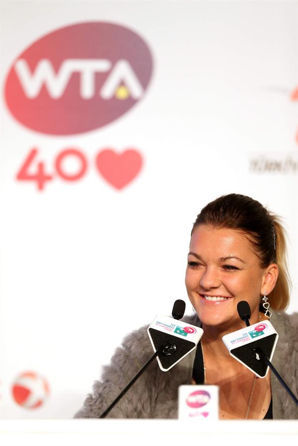 Agnieszka Radwanska before the Start of the WTA Championships October 21, 2013 