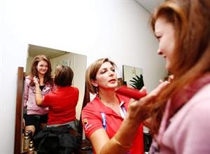 Agnieszka Radwanska at the player beauty bar at the Australian Open in Melbourne January 21-2013 