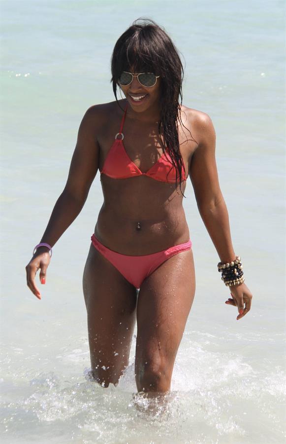 Alexandra Burke bikini candids Miami March 7, 2011 