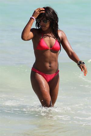 Alexandra Burke bikini candids Miami March 7, 2011 