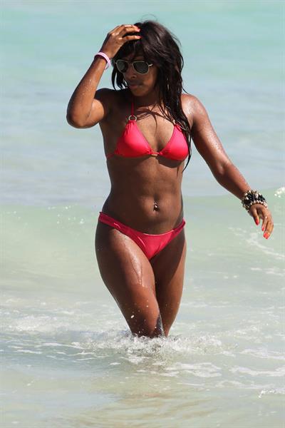 Alexandra Burke bikini candids Miami March 7, 2011 
