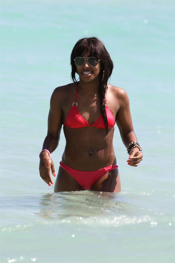 Alexandra Burke bikini candids Miami March 7, 2011 