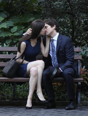 Alexandra Daddario on set of white collar in New York City on August 26, 2010