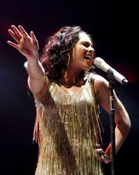 Alicia Keys performs live at the Sports Palace in Madrid on March 17, 2008
