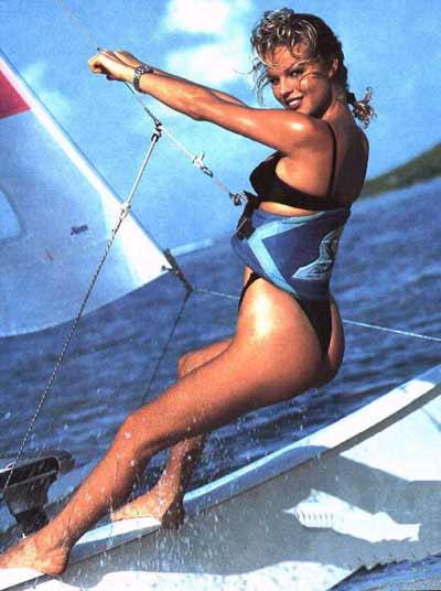 Eva Herzigova in a bikini - ass