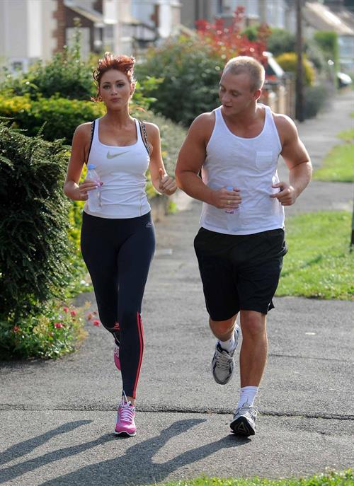 Amy Childs out jogging in Essex on August 1, 2011