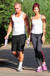 Amy Childs out jogging in Essex on August 1, 2011