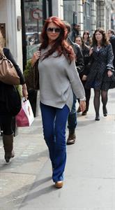 Amy Childs outside a hair salon in London on March 22, 2012