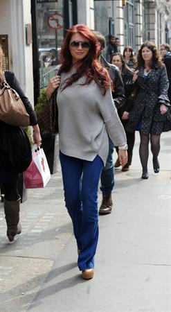 Amy Childs outside a hair salon in London on March 22, 2012
