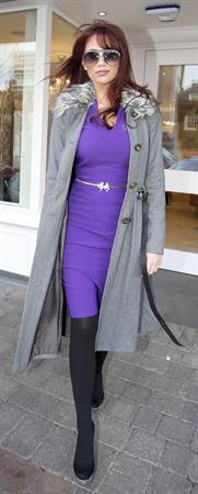 Amy Childs outside her salon on January 11, 2012