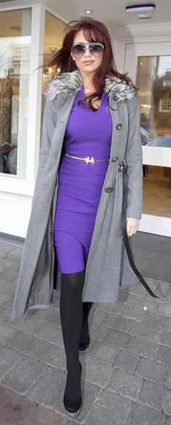 Amy Childs outside her salon on January 11, 2012
