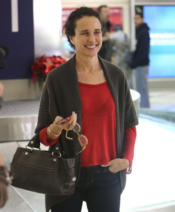 Andie MacDowell arriving on a flight at LAX airport December 7, 2012 