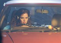 Anna Friel filming the BBC series The Street 