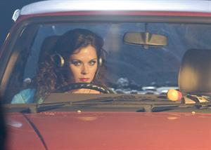 Anna Friel filming the BBC series The Street 