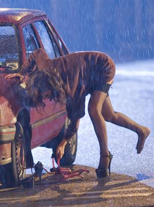 Anna Friel filming the BBC series The Street 