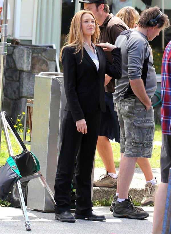 Anna Torv on the set of Fringe in Vancouver Canada on August 2, 2011